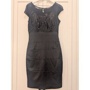 Women's Signature By Sangria Dress Sz 8 Black Sleeveless Knee Length sequin top